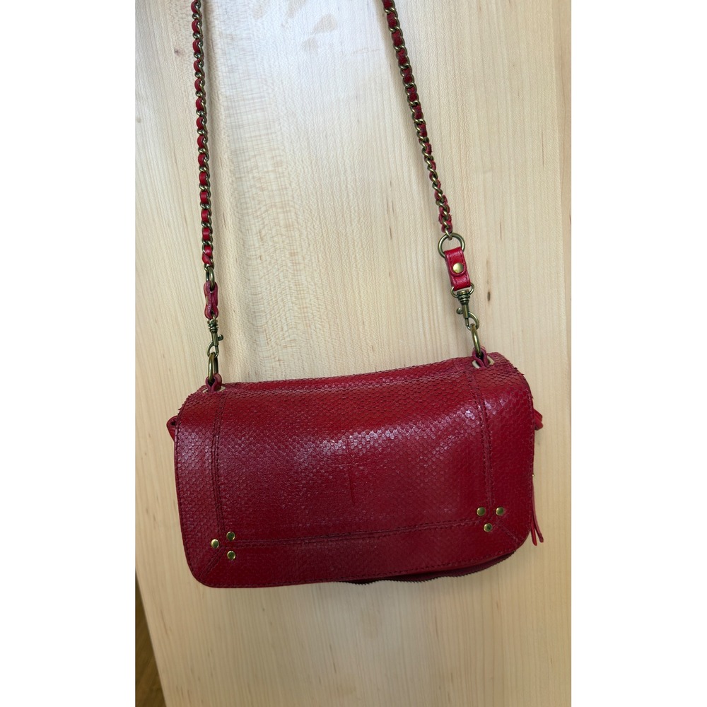 Jerome Dreyfuss Red Python Embossed Leather Shoul… - image 1